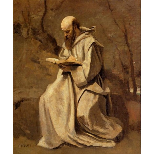 Monk in White Seated Reading