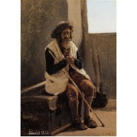 Old Man Seated on Corot's Trunk