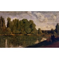 The Rhone Three Women on the Riverbank Seated on a Tree Tr