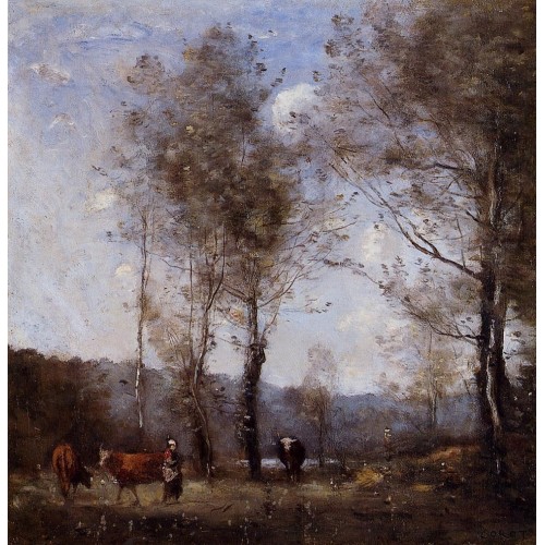 Ville d'Avray Cowherd in a Clearing near a Pond