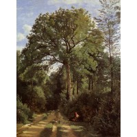 Ville d'Avray Edge of the Woods with a Female Cowherd