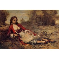 Young Algerian Woman Lying on the Grass