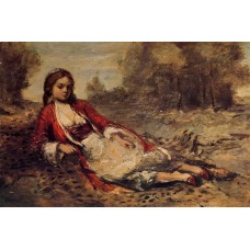 Young Algerian Woman Lying on the Grass