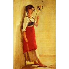 Young Italian Woman from Papigno with Her Spindle