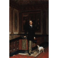 The Duc de La Rochefoucauld Doudeauville with his Terrier
