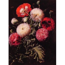 Still Life with Pink Red and White Poppies