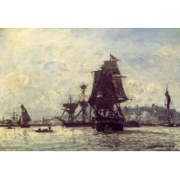 Sailing Ships at Honfleur