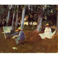 Claude Monet Painting by the Edge of the Woods