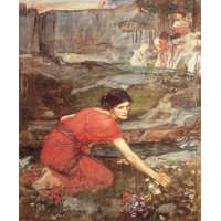 Maidens picking Flowers by a Stream