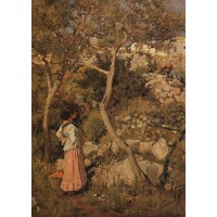 Two Little Italian Girls by a Village