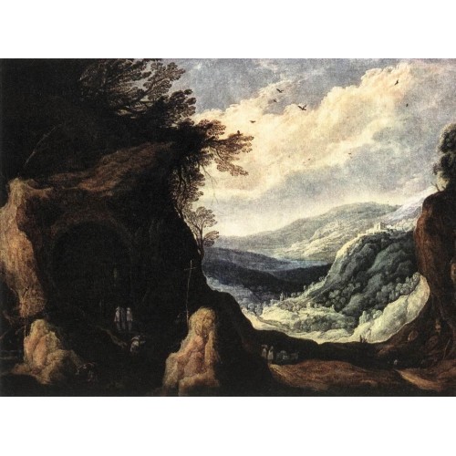 Rocky Landscape with Monks