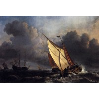 Dutch fishing boats in a storm