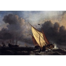 Dutch fishing boats in a storm