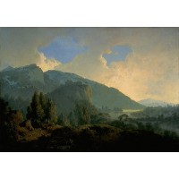 An Italian Landscape with Mountains and a River
