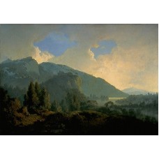 An Italian Landscape with Mountains and a River