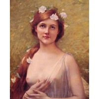 Young Woman with Morning Glories in Her Hair