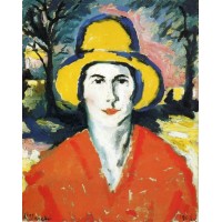 Portrait of woman in yellow hat 1930