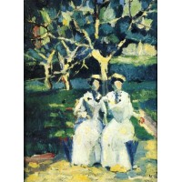 Two women in a garden