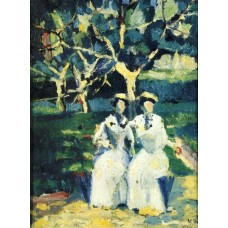 Two women in a garden