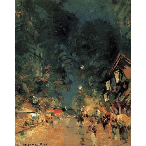 Nice street at night 1909