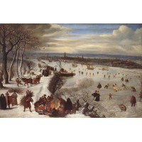 View of Antwerp with the Frozen Schelde