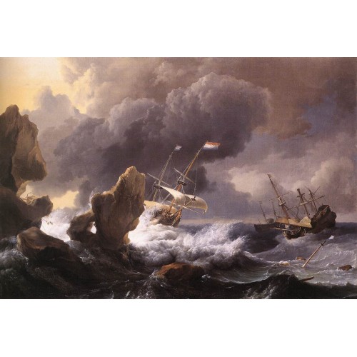 Ships in Distress off a Rocky Coast