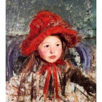 Little Girl in a Large Red Hat