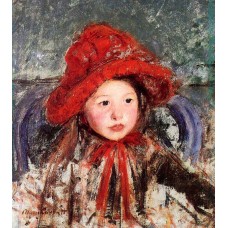 Little Girl in a Large Red Hat