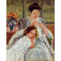 Young Mother Sewing