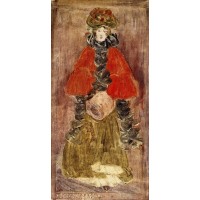 Lady with Red Cape and Muff