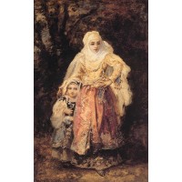 Oriental Woman and Her Daughter