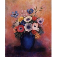 Bouquet of Flowers in a Blue Vase 1