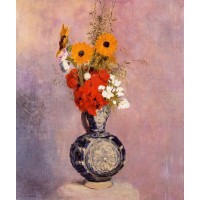Bouquet of Flowers in a Blue Vase 2