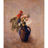 Bouquet of Flowers in a Blue Vase 3