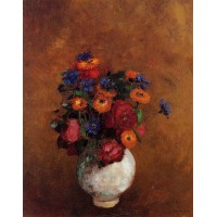 Bouquet of Flowers in a White Vase