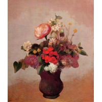 Flowers in a Brown Vase