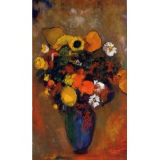 Flowers in a Green Vase