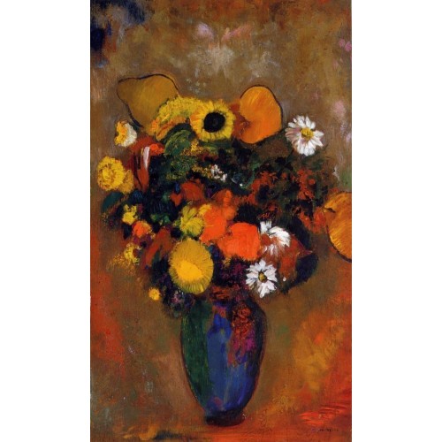 Flowers in a Green Vase