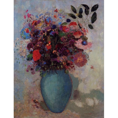 Flowers in a Turquoise Vase