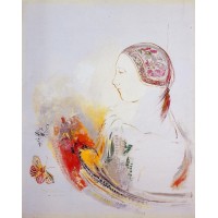 Profile of a Girl with Bird of Paradise