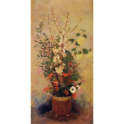 Vase of Flowers with Branches of a Flowering Apple Tree