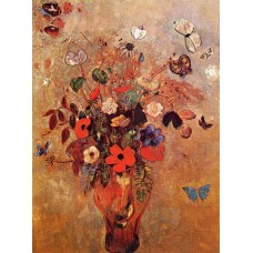 Vase with Flowers and Butterflies