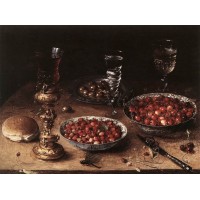 Still Life with Cherries and Strawberries in China Bowls