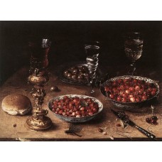 Still Life with Cherries and Strawberries in China Bowls