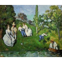 Couples Relaxing by a Pond