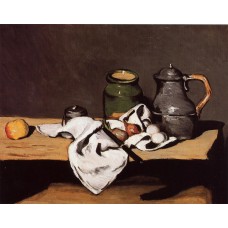 Still Life with Green Pot and Pewter Jug