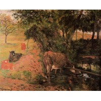 Landscape with Cows in an Orchard