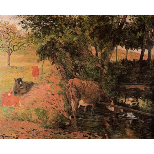 Landscape with Cows in an Orchard