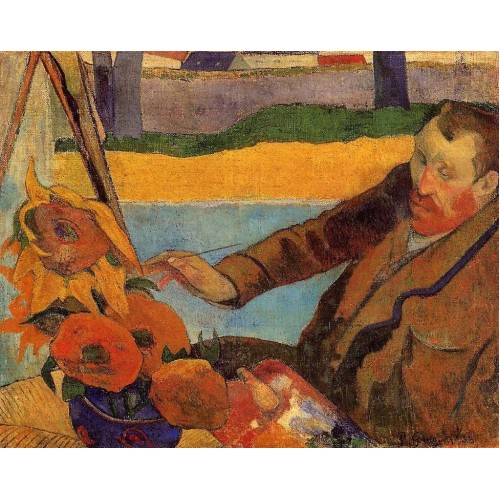 Portrait of Vincent van Gogh Painting Sunflowers