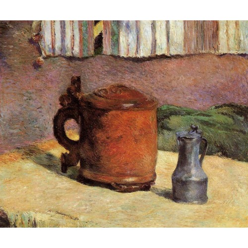 Still Life Clay Jug and Iron Mug